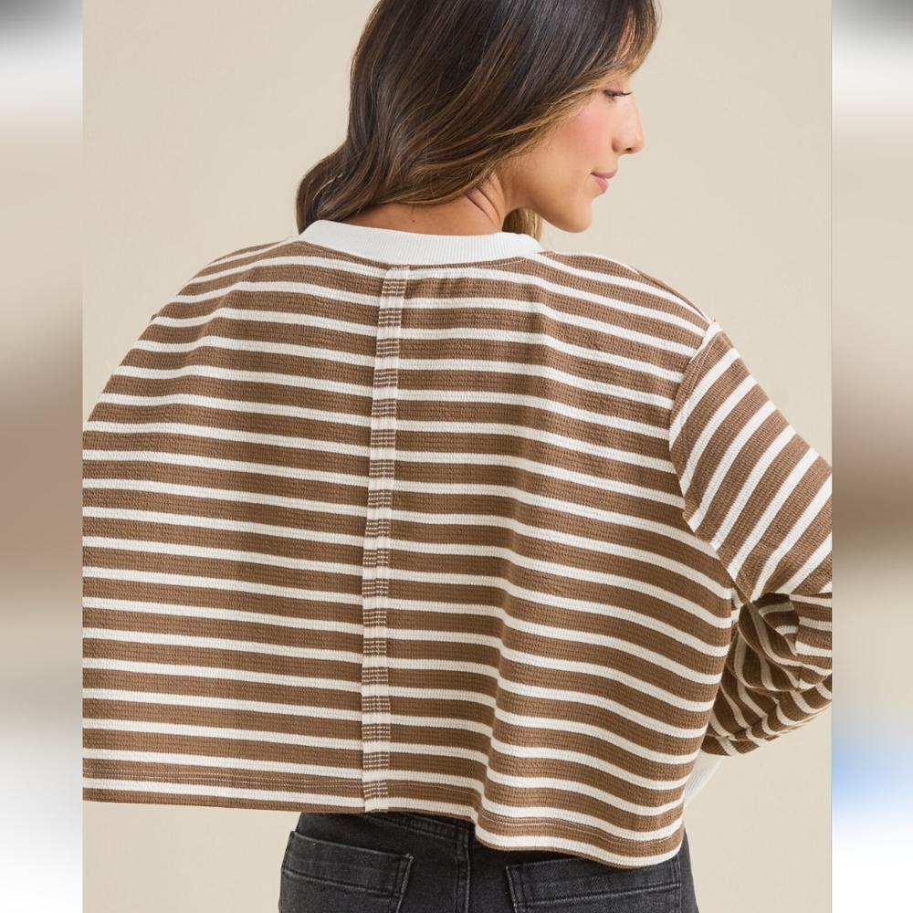 ALTAR'D State "Lana Striped Boxy Top" Cropped, Small Style#RE11188ST